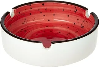 Porceletta Color Glaze Porcelain Round Ashtray, 4 Inch Size, Red