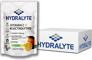 Hydralyte فيتامين C + كيس مسحوق مشروب رياضي مرطب بالكهرباء | 80 حصة لكل عبوة (250 مل) | نكهة الليمون ، 800 جم ، عبوة من 10