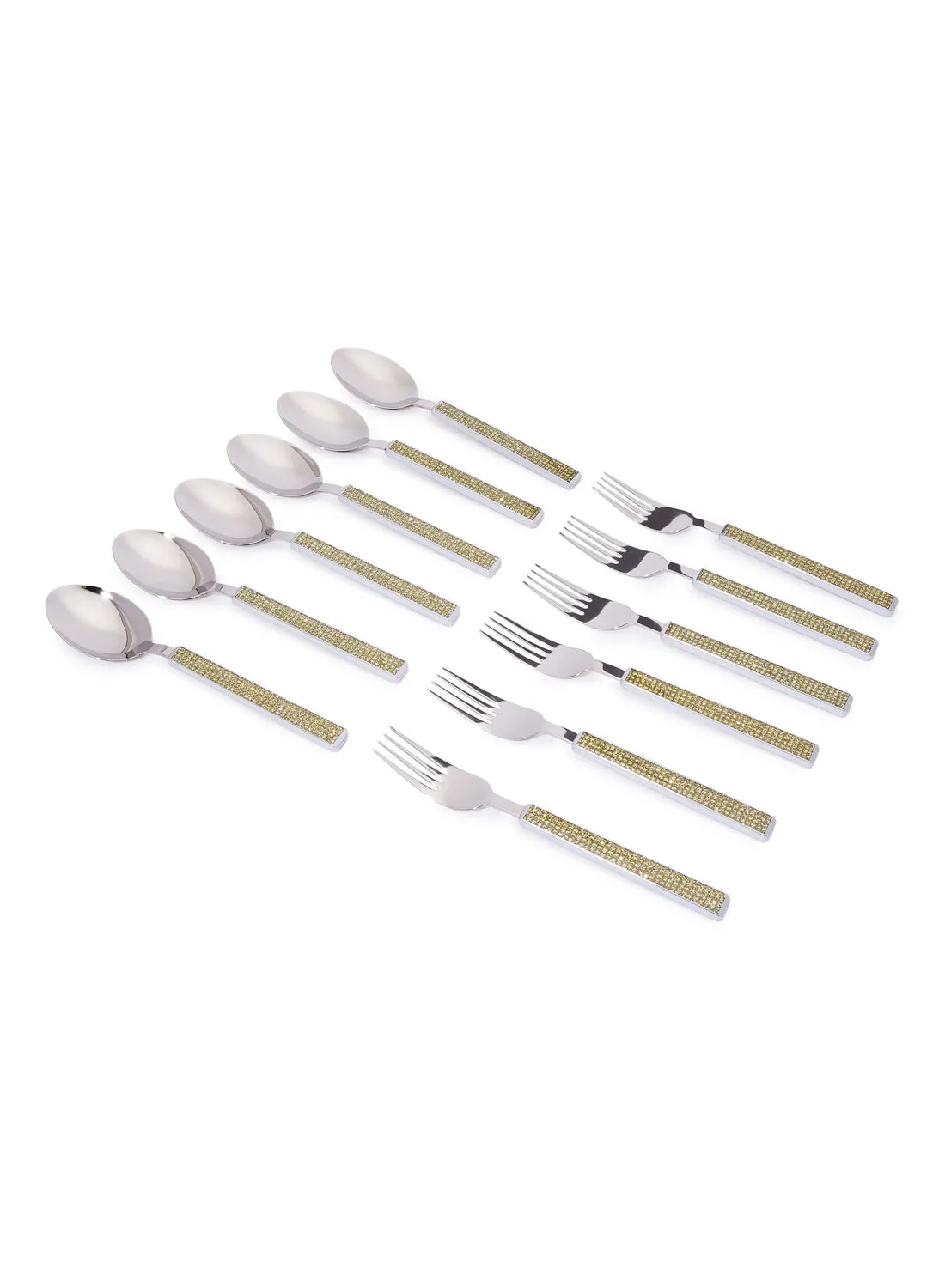 LINKAGE Glitter 12Piece Table Spoon And Fork Cutlery Set Multicolour Standard