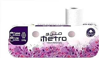 AL Madina Metro Toilet Roll 400 Sheets Absorbent, Sterilized, Soft Paper, 2 Ply, Pack of 10 Rolls