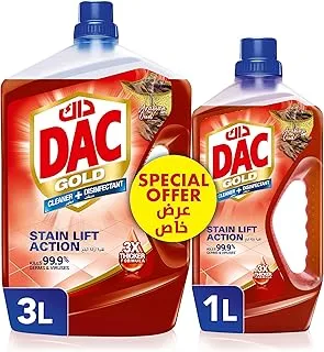 Dac Gold Disinfectant Cleaner - Oud (3 Litres + 1 Litre), All Purpose For 99.9% Germs And Bacteria Removal, With Long-Lasting Cleanliness Freshness