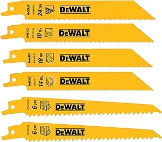 DEWALT Reciprocating Saw Blades, Metal/Wood Cutting Set, 6-Piece (DW4856), one size