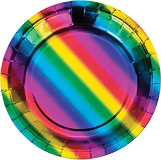 Rainbow Foil Lucheon Plates 17.78Cm 8Ct