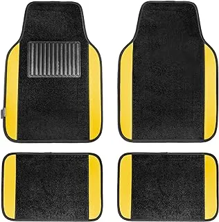 FH Group F14407Yellow Universal Fit Premium Carpet Yellow Automotive Floor Mats Fits Most Cars, Suvs, And Trucks With Driver Heel Pad, Full Set