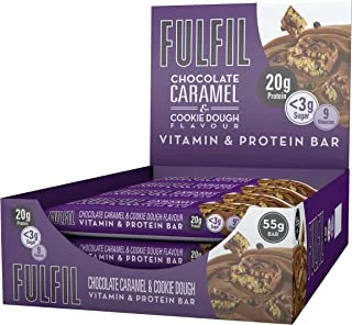 FULFIL Vitamin And Protein Bar 15 X 55G Bars Chocolate Caramel & Cookie Dough Flavour 20G High Protein, 9 Vitamins, Low Sugar