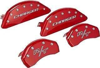 MGP Caliper Covers 12162Schrrd Red Brake Covers Fits 2011-2020 Dodge Charger (Dual Piston Front Caliper) Engraved With Charger/R/T (Front/Rear Covers; Set Of 4)