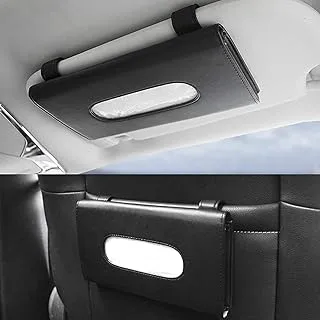 SHOWAY Car Tissue Holder, Sun Visor Napkin Holder, Pu Leather Tissues Box, Car Visor Tissue Paper Storage Cases for Universal Automobile (2 PCS)