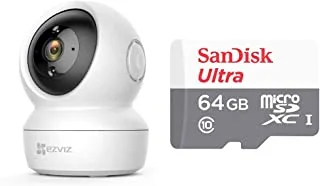 Ezviz C6N، 1080P Wifi Smart Home Security Camera ، كاميرا مراقبة ذكية ، أبيض و 64 جيجا بايت Ultra Microsdxc Uhs 1 Card 100Mb / S Sdsqunr 064G Gn3Mn ، رمادي ، Sdsqunr 064G Gn3Mn ، رمادي