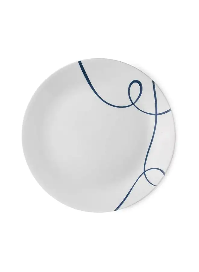 Corelle 6 Pieces Corelle Plate Luncheon From Lea White With Blue Swirl Splash 26 Cm