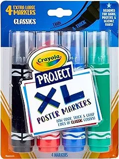 Crayola XL Poster Markers, Assorted Classic Colors, School Supplies, 4 Count