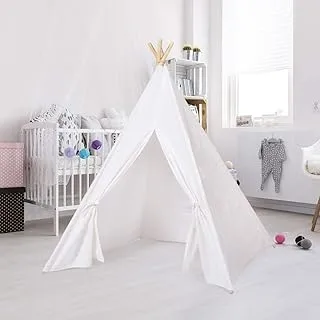 خيمة Mumoobear Teepee للأطفال قابلة للطي للعب الأطفال للفتيات والفتيان ألعاب مسرح من القماش للبنات أو الأطفال في الداخل والخارج (أبيض)