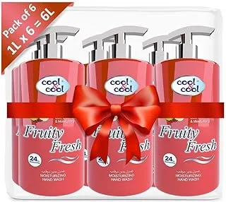 Cool & Cool Fruity Fresh Moisturizing Hand Wash 1 Liter (Pack of 6)- Aromatic, Soft & Creamy Formula for Refreshing Cleanliness 6 Liters