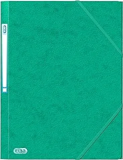 Elba Folder Elasticated 3-Flap 500gsm for 300 Sheets A4-Foolscap Green Ref 43198071 [Pack of 10]