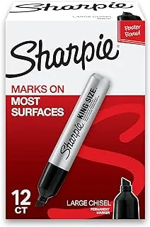 Sharpie King Size Permanent Markers | Large Chisel Tip, Great for Poster Boards, Black, Pack of 12