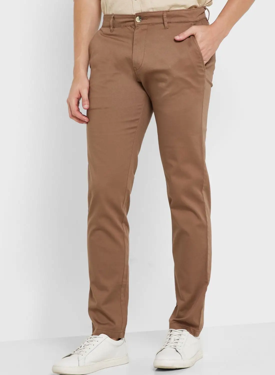 Thomas Scott Men Brown Easy Wash Sustainable Trousers