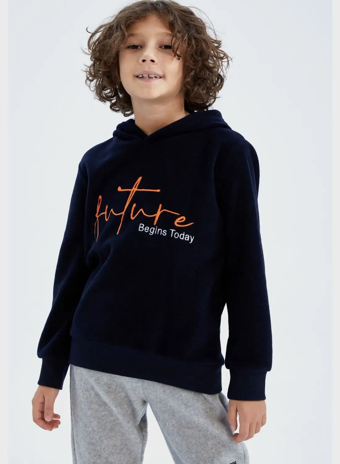 DeFacto Kids Text Print Hoodie