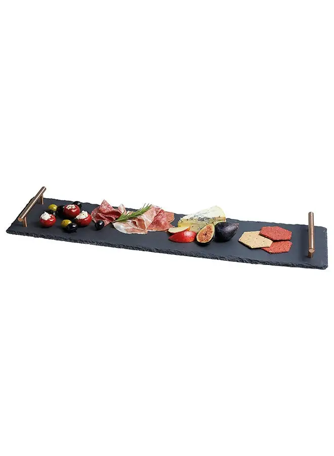 ARTESA Kitchencraft Kitchen Craft Slate Serving Platter With Handles, 60 cm X 15 cm Size, Black, 60 X 15 X 3.5 cm