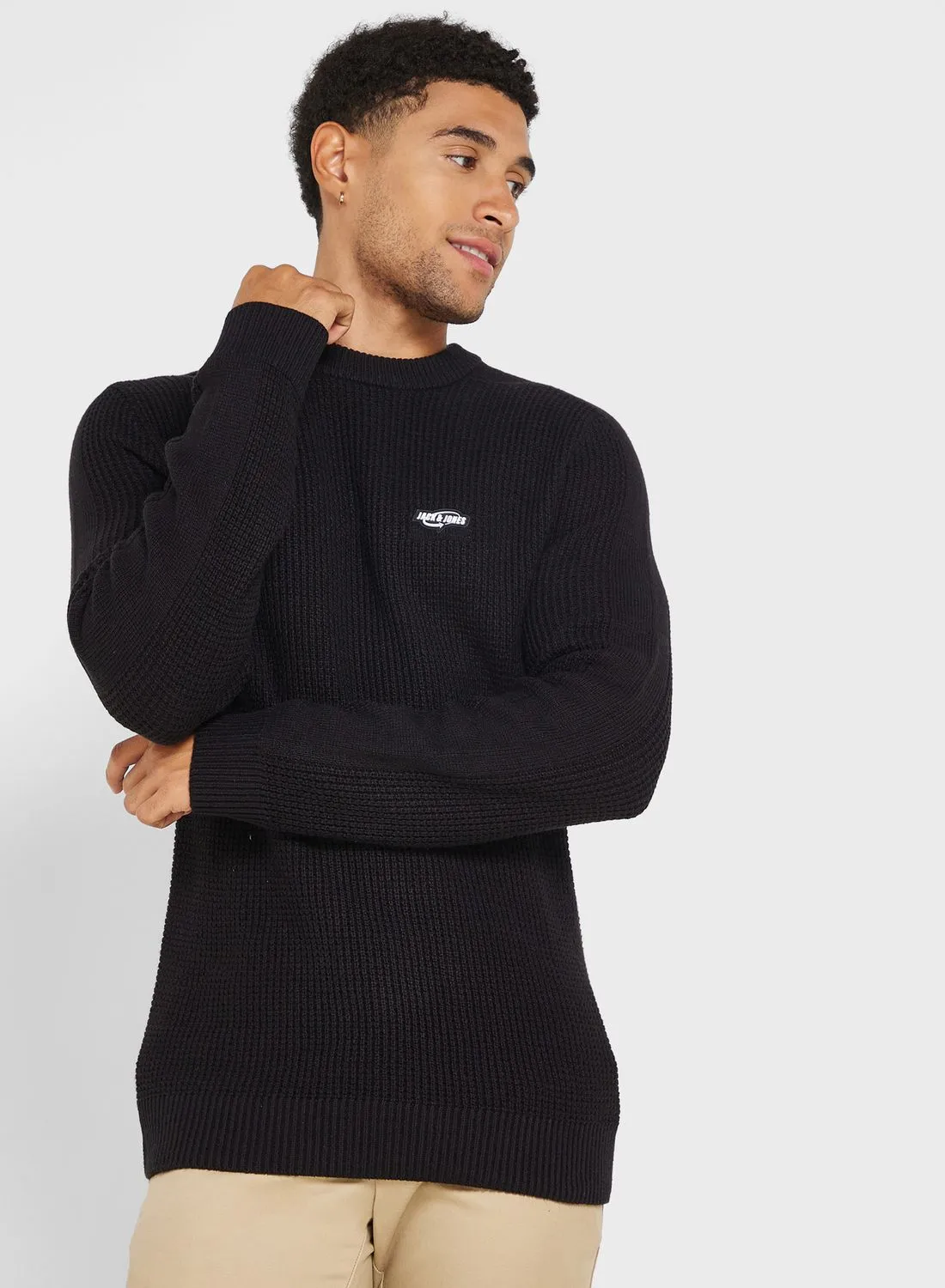 JACK & JONES Text Print Crew Neck Sweatshirt