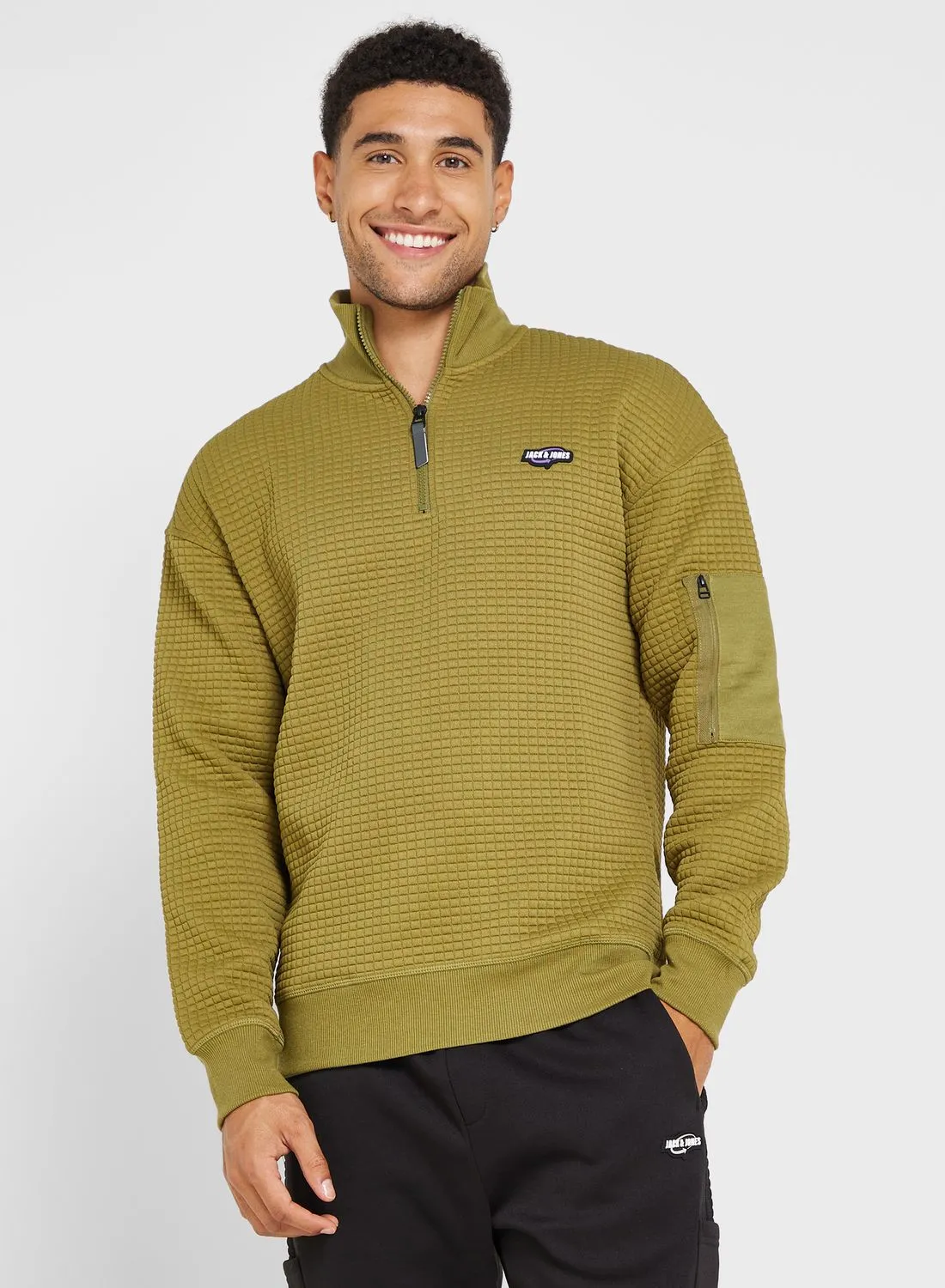 JACK & JONES Logo Zip Detail Sweatshirt