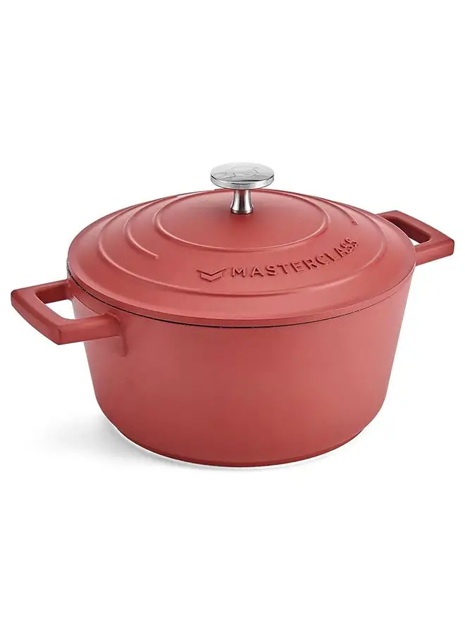 MASTERCLASS MasterClass Small Casserole Dish with Lid 2.5L/20 cm, Lightweight Cast Aluminium, Induction Hob and Oven Safe, Red