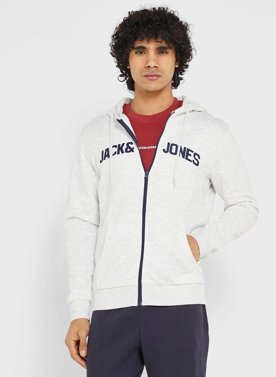 JACK & JONES Logo Zip Through Hoodie