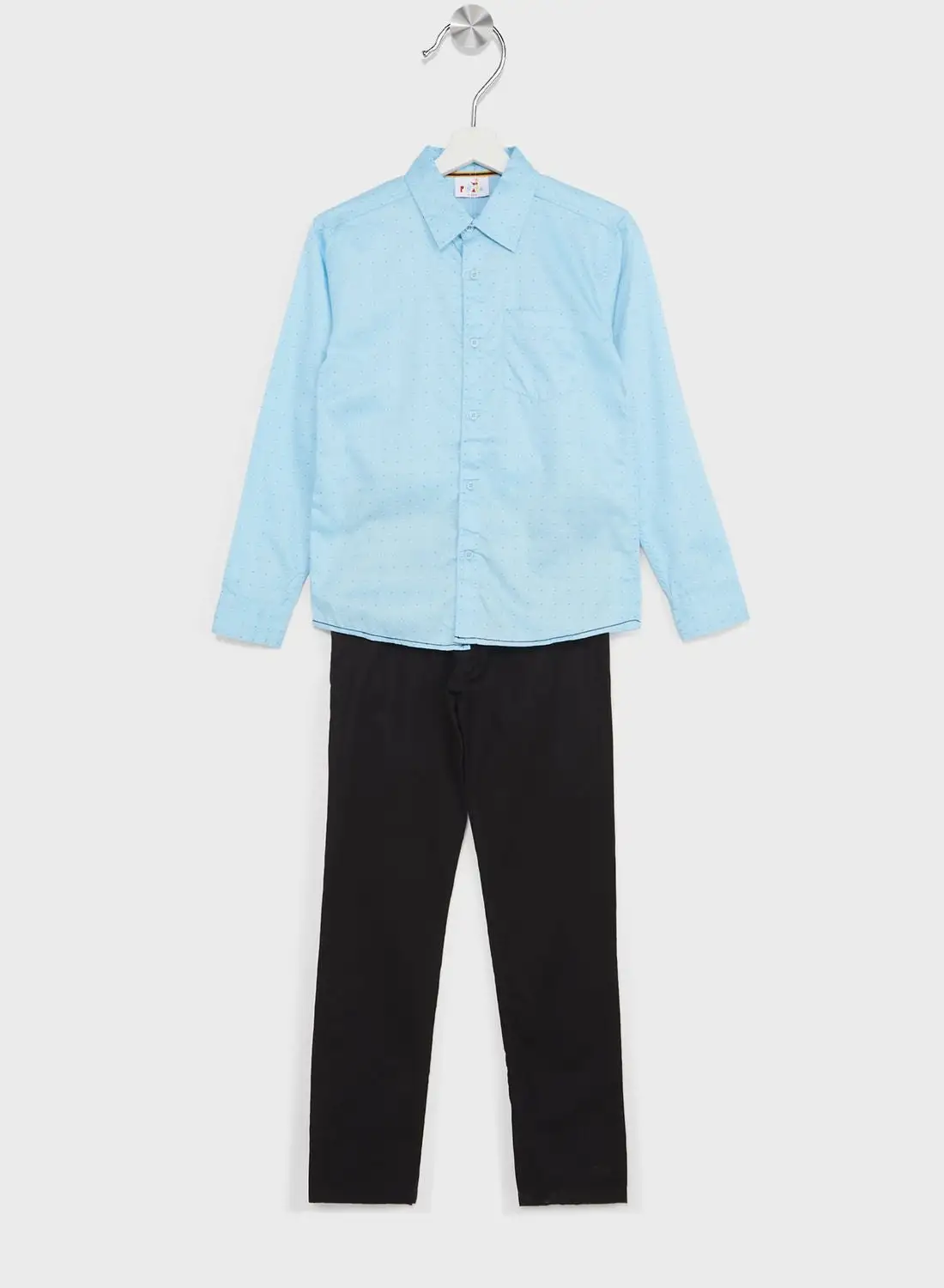 Pinata Boys Granded Collar Printed Shirt And Pant Set