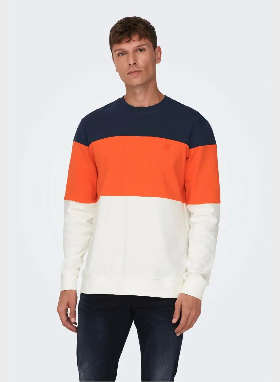 Only & Sons Colorblock Crew Neck Sweatshirt