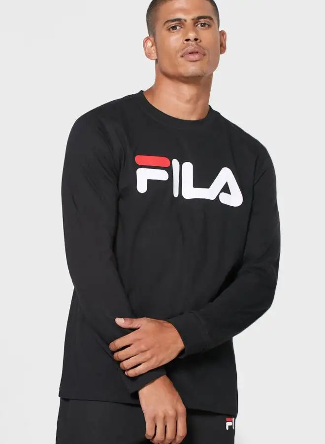 FILA Crew Neck Printed Long Sleeves T-Shirt Black/White/Red