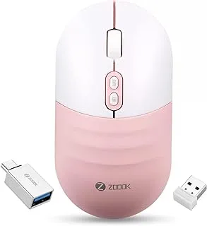 ZS-JAGUAR WHITE SILVER - Wireless Metallic touch Premium Mouse, 2400DPI, with Built-in Rechargeable battery ; Includes free Type C Converter to use with Type C USB Devices