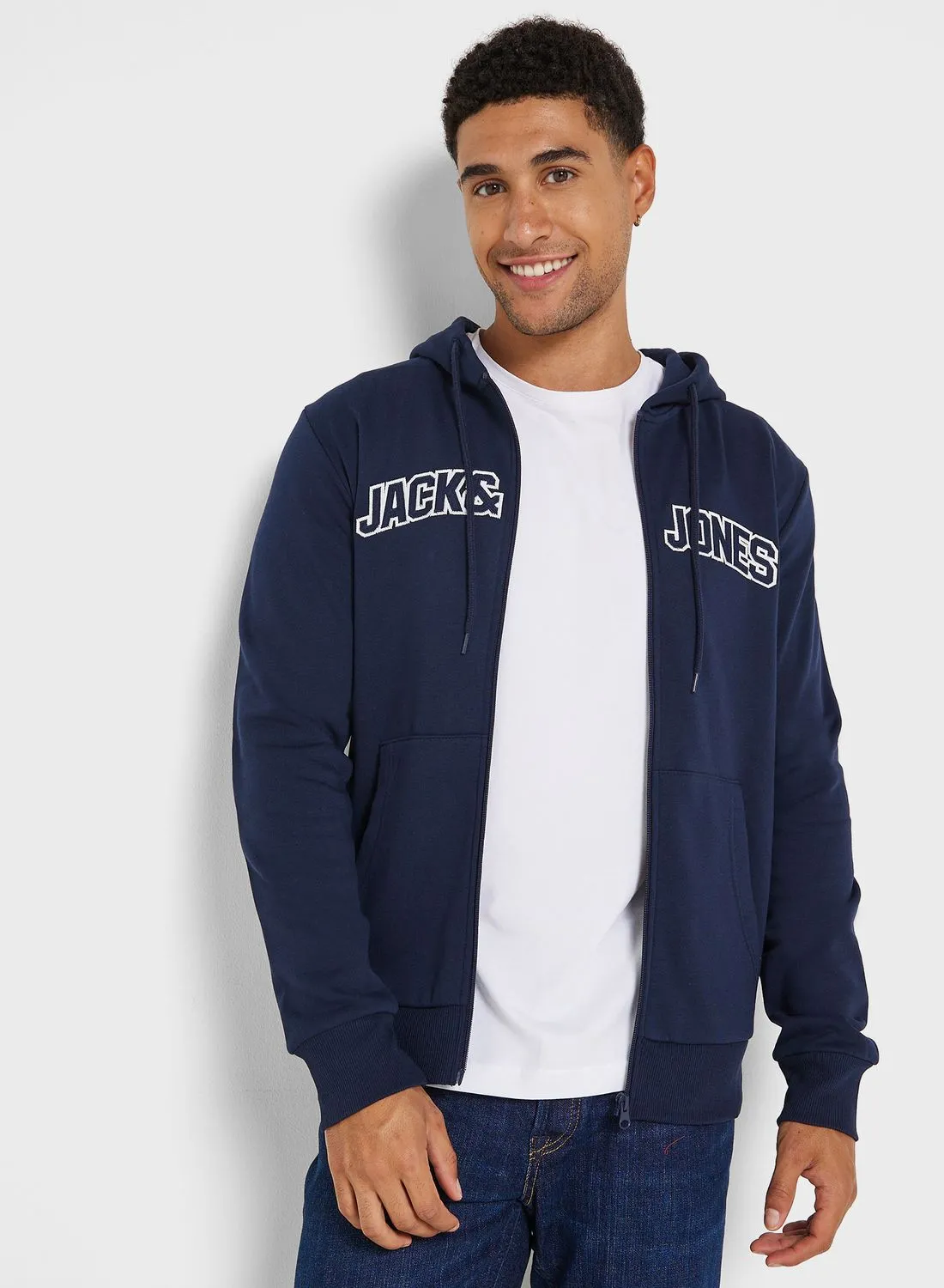 JACK & JONES Logo Zip Through Hoodie