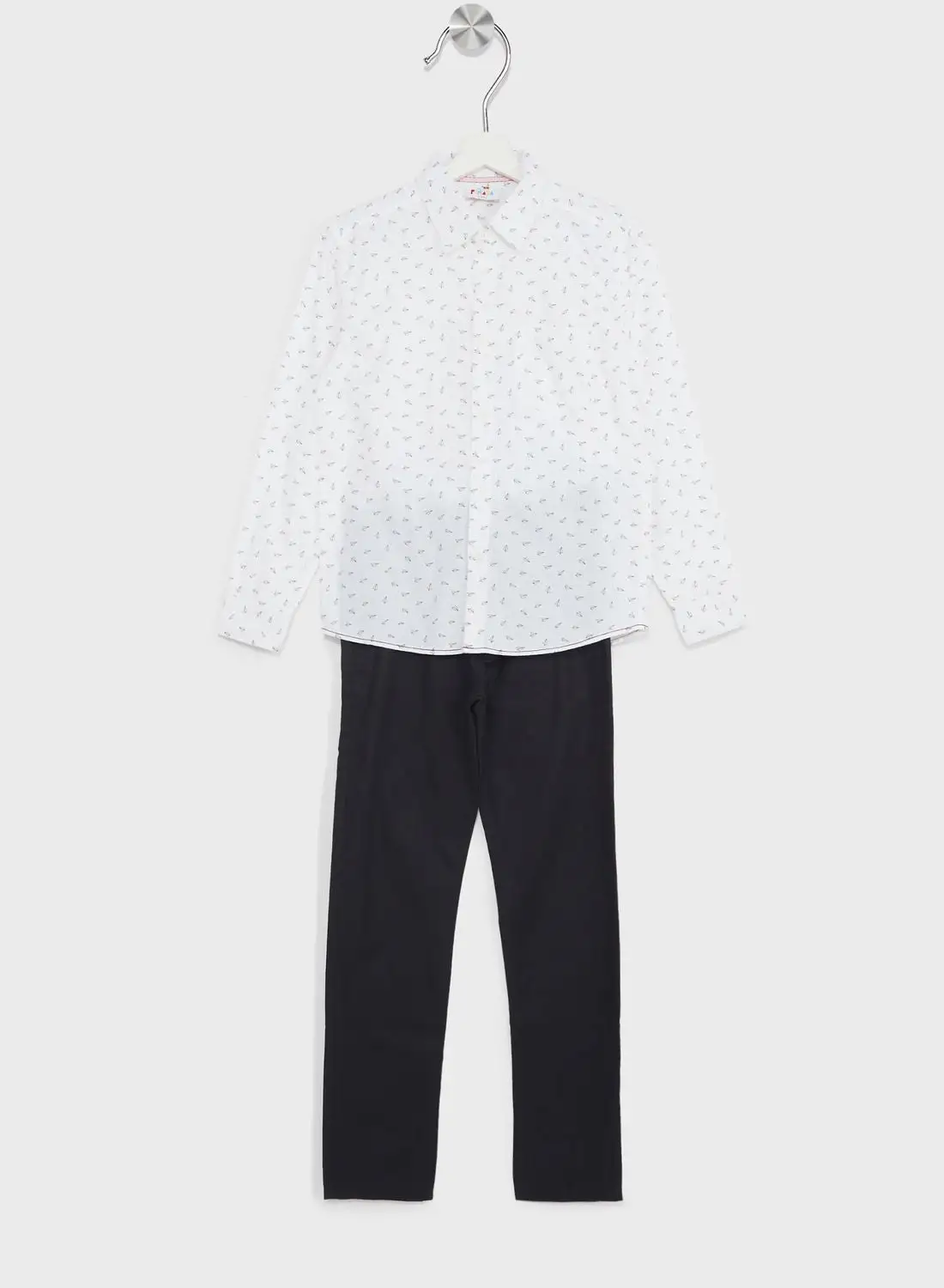 Pinata Boys Granded Collar Printed Shirt And Pant Set