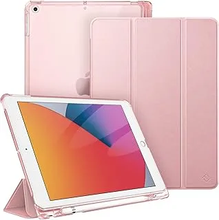 Fintie case for new ipad 8th gen (2020) / 7th generation (2019) 10.2 inch - lightweight slim shell stand with translucent frosted back cover supports auto wake/sleep rose gold