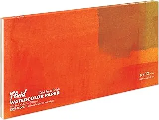 Fluid Artist Watercolor Block, 140 lb (300 GSM) Cold Press Paper Pad for Watercolor Painting and Wet Media with Easy Block Binding, 6 x 12 inches, 15 White Sheets