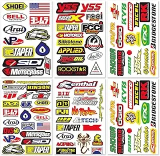 Motocross Dirt Bike Bikes Race Motorcycle motos rc Bicycle Trucks Parts Accessories Sponsor Logo ATV Skateboard Helmet Tool Box Racing Pack 6 Sheets Grafitti Vinyl Decals Stickers Kit D6721 Best4Buy