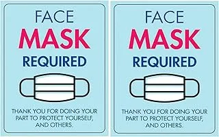 2 Pack 10 x 7,5 Signs Stickers for Business, Please wear face mask Required Corona covid 19 Virus Safety Sign No mask no Entry