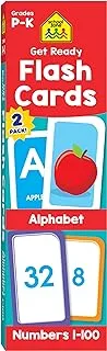 School Zone - Get Ready Flash Cards Alphabet & Numbers 2 Pack Ages 4 to 6, Preschool Kindergarten, ABCs, Uppercase and Lowercase Letters, 1-100, Counting, More