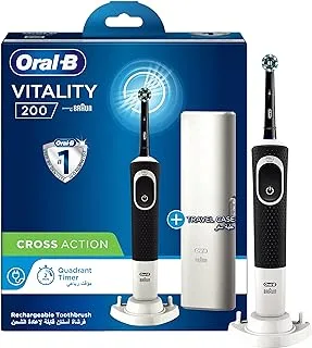 Oral-B Vitality 200 Electric Toothbrush with Travel Case, Black Color, Rechargeable, with Built-in Timer