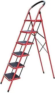 SHOWAY Folding Steps Ladder Domestic Light Stepladder Household Combination Multi Function Ladders Indoor Outdoor Home 6 Step, Red,1 Count (Pack of 1),XL04