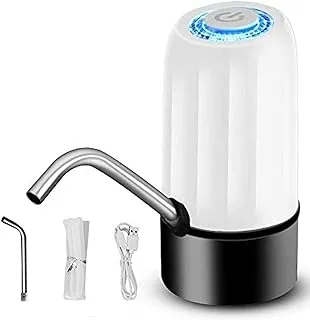 Rechargable Wireless Auto Electric Gallon Bottled Drinking Water Pump Dispenser Switch, Automatic Portable Button for Kitchen Home Office and Outdoor Camping White Color