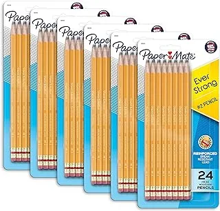 أقلام رصاص Paper Mate EverStrong # 2 ، مقوى ، رصاص مقاوم للكسر عند الكتابة ، 6 عبوات من 24 (144 قطعة)