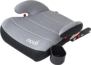 MOON Kido Baby Booster Car Seat with ISOFIX.Cup Holder.Group 3 (15-36 kg).Extra large seat.Soft fabric.Equipped with Armrests,Backless Belt-Positioning Car Booster Seat,Universally Fit -Grey