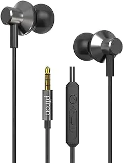 pTron Pride Lite HBE (High Bass Earphones) in Ear Wired Earphones with Mic, 10mm Powerful Driver for Stereo Audio, Noise Cancelling Headset with 1.2m Tangle-Free Cable & 3.5mm Aux (Grey)