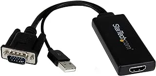StarTech.com VGA to HDMI Adapter with USB Audio - VGA to HDMI Converter for Your Laptop/PC to HDTV - AV to HDMI Connector (VGA2HDU), Black