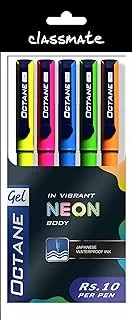 Classmate Octane Neon Blue Gel Pens, Multicolor, Pack of 5