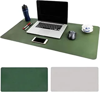 Bonshine Large Desk Pad, Non Slip Pu Leather Desk Mouse Pad Waterproof Desk Pad Protector, Dual Side Use Desk Writing Mat For Office Home, 80Cm X 40Cm Green&Silver