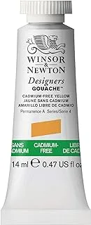 Winsor & Newton Designers Gouache Paint ، أنبوب 14 مل ، أصفر خالٍ من الكادميوم