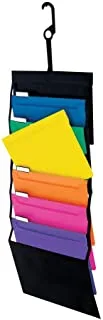 Pendaflex Hanging Organizer, All-in-1 Wall Organizer/Pocket Chart, Black with Bright Color Folders, Poly Carry Case, Letter Size (52891)