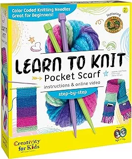 Creativity for Kids Learn to Knit Pocket Scarf - DIY Knitting Kit for Beginners, Kids Craft Kit