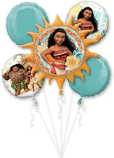 Anagram Moana Balloon Bouquet, includes 5 Foil Balloons, Licensed, One size