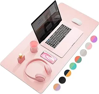 COOLBABY Multifunctional Office Desk Pad, Ultra Thin Waterproof PU Leather Mouse Pad, Dual Use Desk Writing Mat for Office/Home(80 * 40 CM，Silver+Pink)